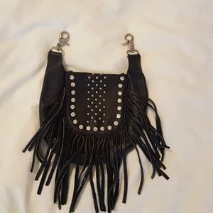 Black Leather Biker Side Purse